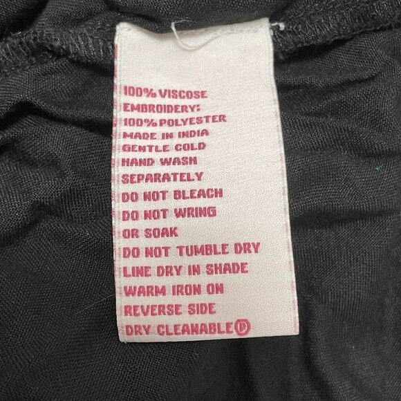 Anthropologie Maple Odd Rubies Blouse Women Sz 8 Black Embroidery Leaf Wide Boho - Picture 12 of 12